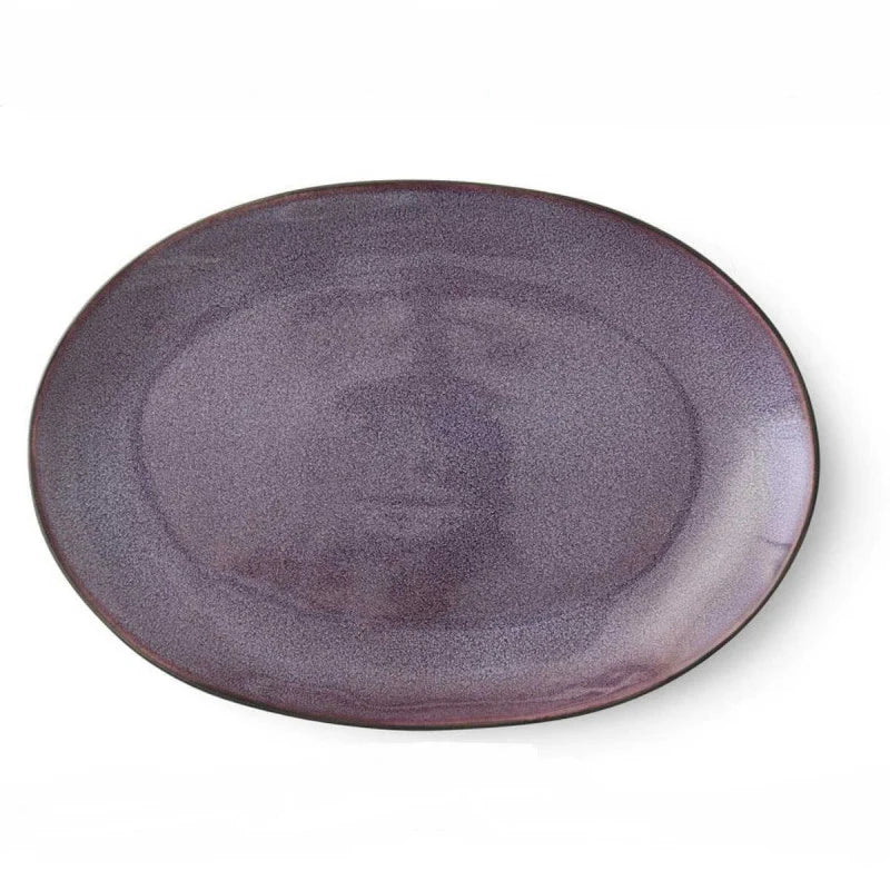 Bitz Living Stoneware Dish 25x36cm Black Lilac